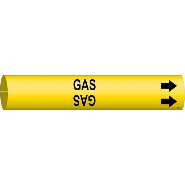 Pipe Marker, Gas, Yellow, 1-1/2 to 2-3/8 In