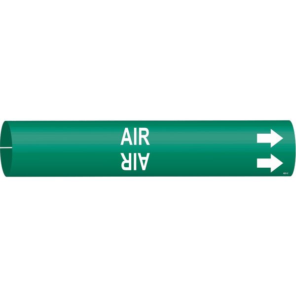 Pipe Marker, Air, Green, 2-1/2 to 3-7/8 In