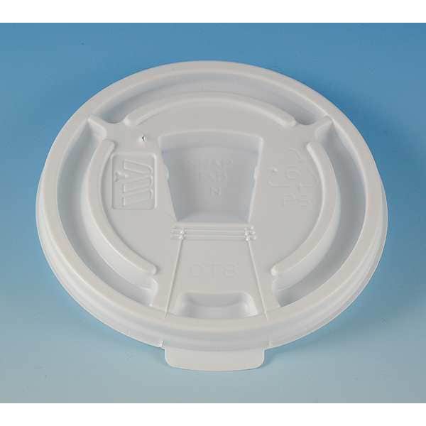 Lid for 8 to 10 oz. Hot Cup, Flat, Lock Back Tear Tab, White, Pk1000