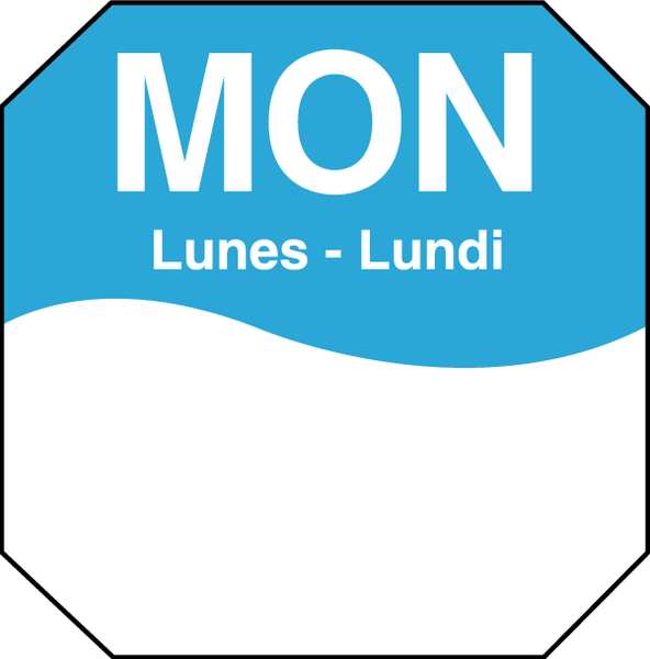 Day Label, Monday, 3-2/7 In. W, PK1000