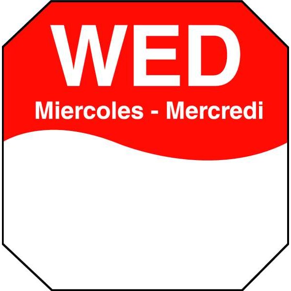 Day Label, Wednesday, 3 In. W, PK1000