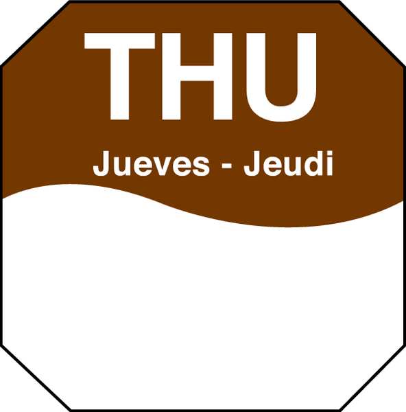 Day Label, Thursday, 1-1/4 In. W, PK1000