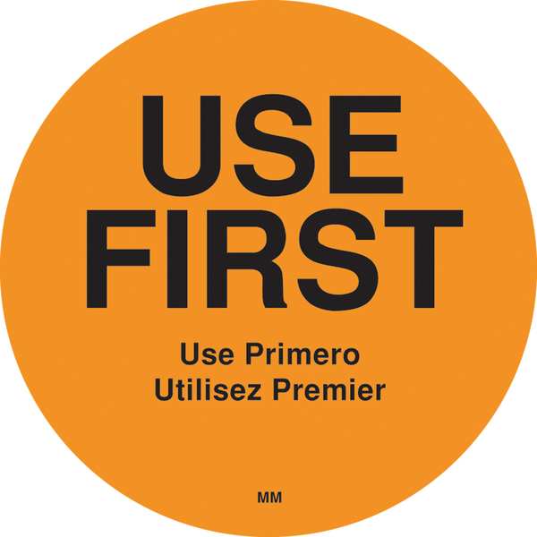 Use First Label, 3 In. H, PK500