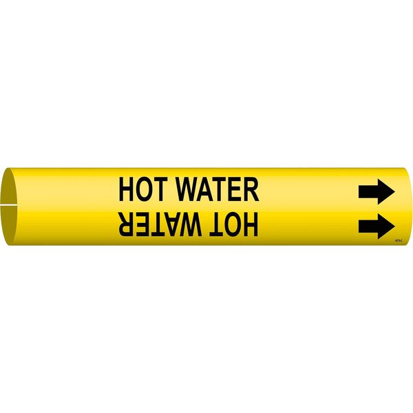 Pipe Marker, Hot Water, Y, 2-1/2 to3-7/8 In