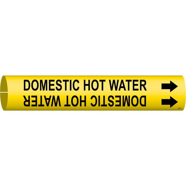 Pipe Marker, Domestic Hot Water, Y, 4to6 In