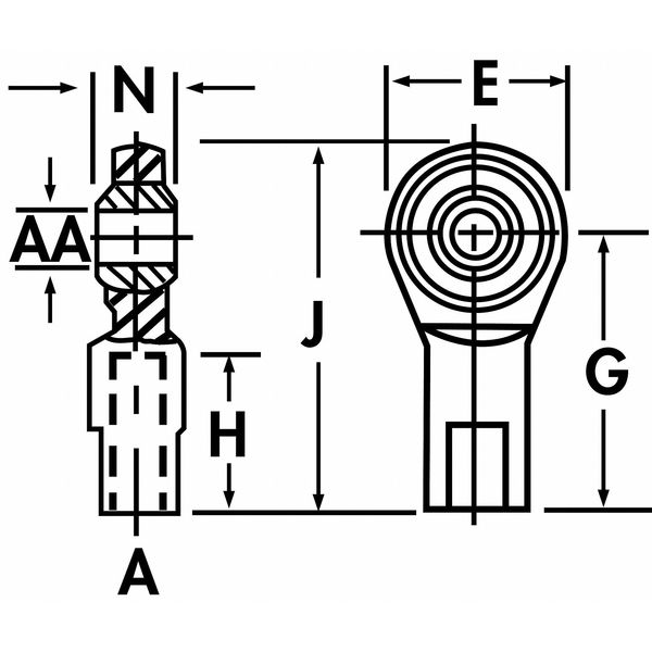 Female, Rod End, RH, 10/10.065mm