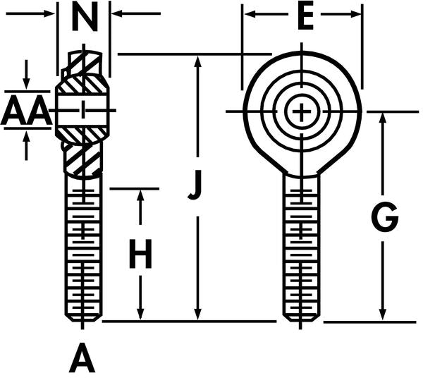 Male Rod End, LH, 5/16-24