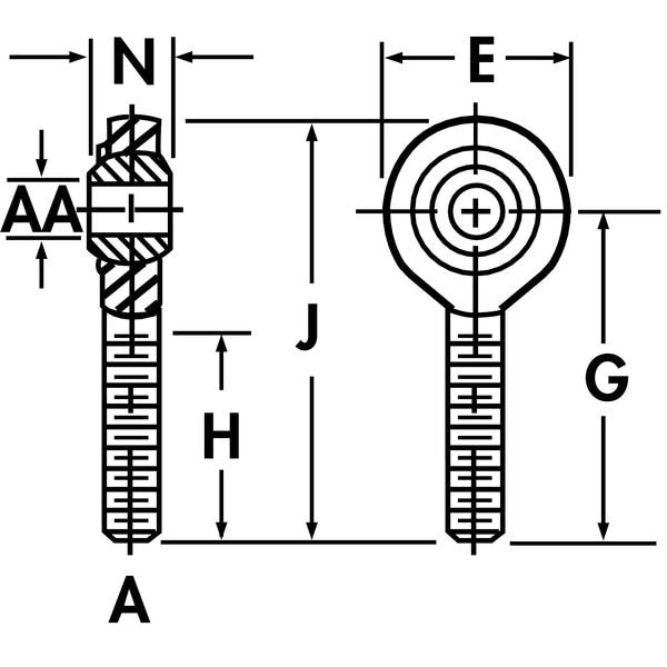 Male Rod End, SS, LH, 3/8-24