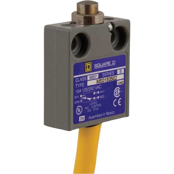 Limit Switch, Plunger, Spring Return, SPDT, 10A @ 300V AC
