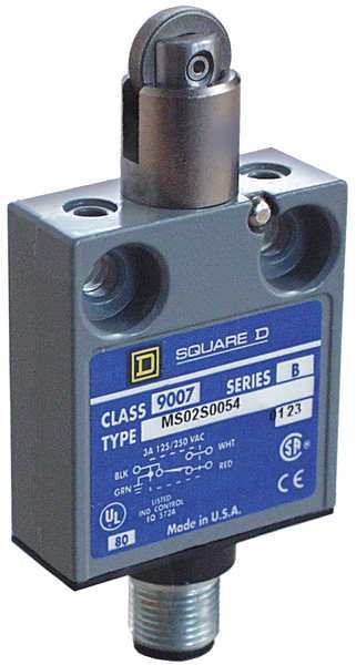 Limit Switch, Plunger, Roller, SPDT, 3A @ 240V AC