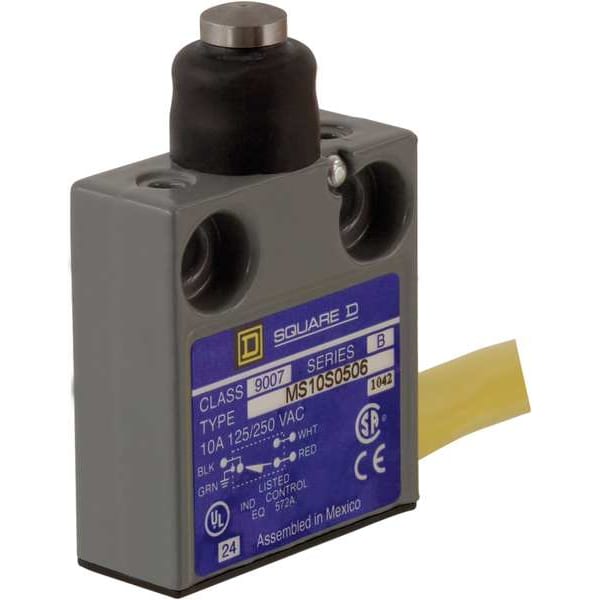 Limit Switch, Plunger, SPDT, 10A @ 300V AC, Actuator Location: Top