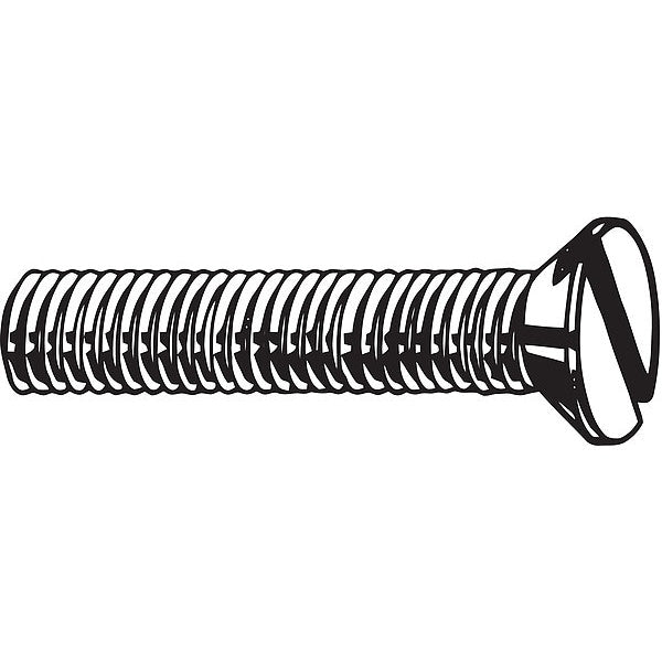 M6-1.00 x 16 mm Slotted Flat Machine Screw, Plain 18-8 Stainless Steel, 100 PK