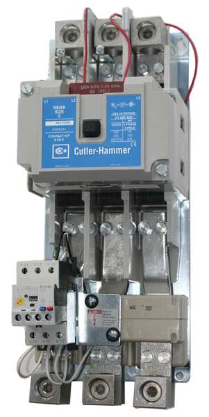 Nonreversing NEMA Magnetic Motor Starter, No Enclosure NEMA Rating, 240V AC, 3 Poles, 1NO