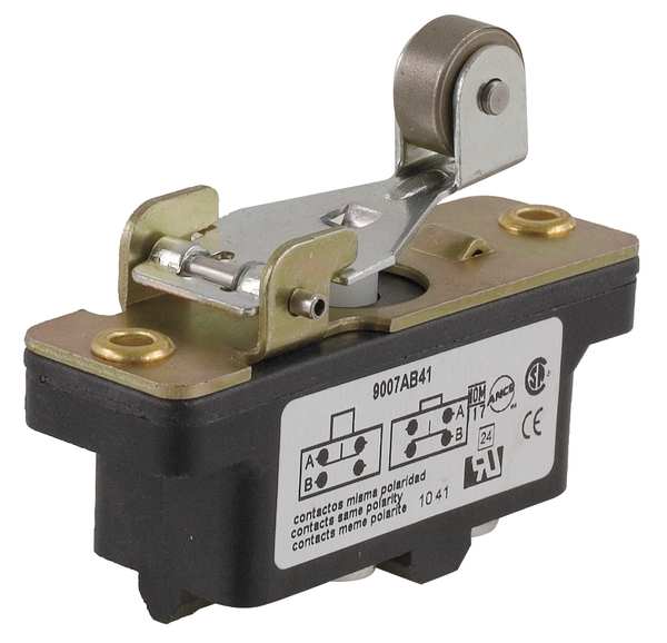 Industrial Snap Action Switch, Lever, Roller Actuator, 1NC/1NO, 15A @ 600V AC Contact Rating