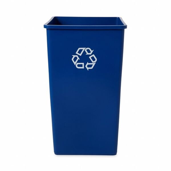 50 gal Square Recycling Bin, Open Top, Gloss Brass/Satin Brass, Plastic, 1 Openings