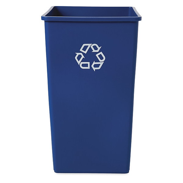 50 gal Square Recycling Bin, Open Top, Gloss Brass/Satin Brass, Plastic, 1 Openings