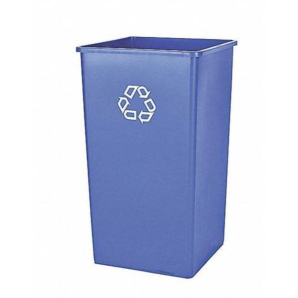 50 gal Square Recycling Bin, Open Top, Gloss Brass/Satin Brass, Plastic, 1 Openings