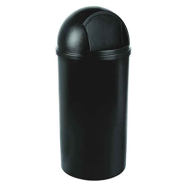 25 gal Round Trash Can, Black, 18 in Dia, Swing, Plastic