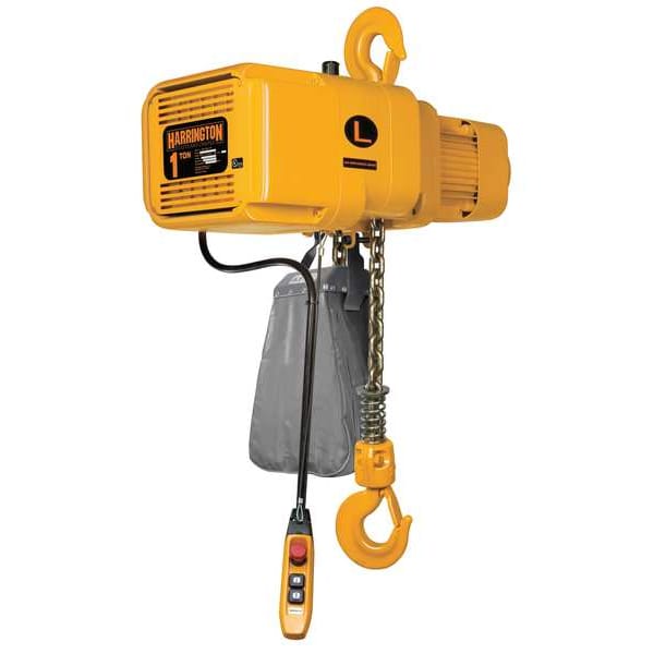 Electric Chain Hoist, 2,000 lb, 10 ft, Hook Mounted - No Trolley, Yellow