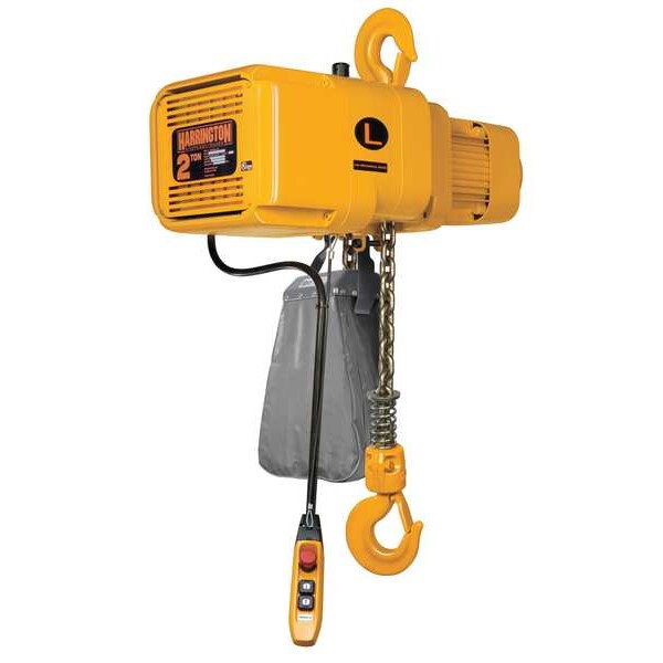 Electric Chain Hoist, 4,000 lb, 20 ft, Hook Mounted - No Trolley, Yellow