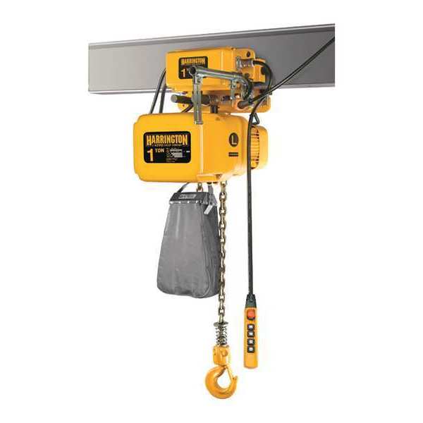 Electric Chain Hoist, 2,000 lb, 20 ft, Motorized Trolley, Yellow