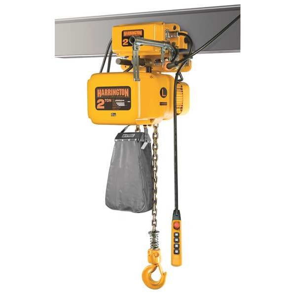 Electric Chain Hoist, 4,000 lb, 20 ft, Motorized Trolley, Yellow