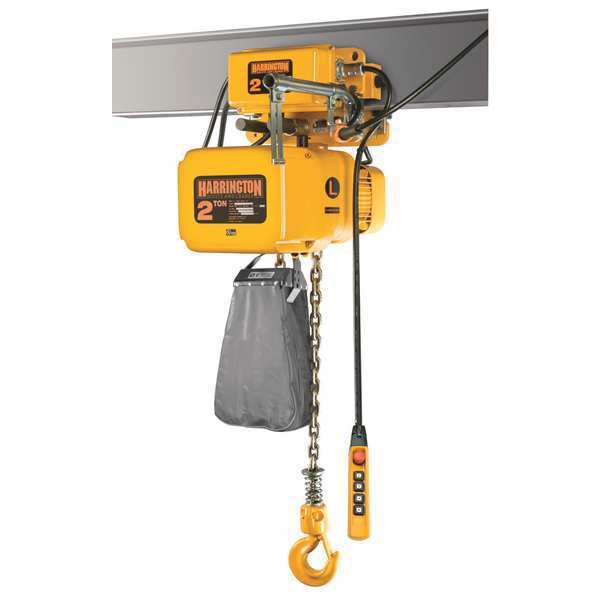 Electric Chain Hoist, 4,000 lb, 15 ft, Motorized Trolley, Yellow