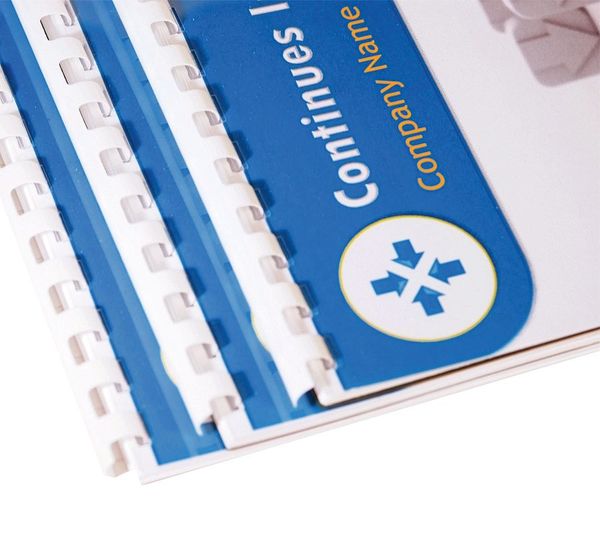 Binding Spines, Comb, 3/8in, White, PK100