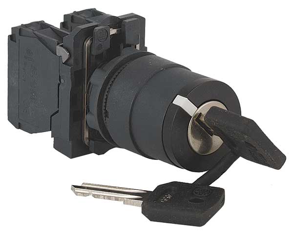Non-Illum Selector Swtch, 22mm, 3 Pos, Keyd