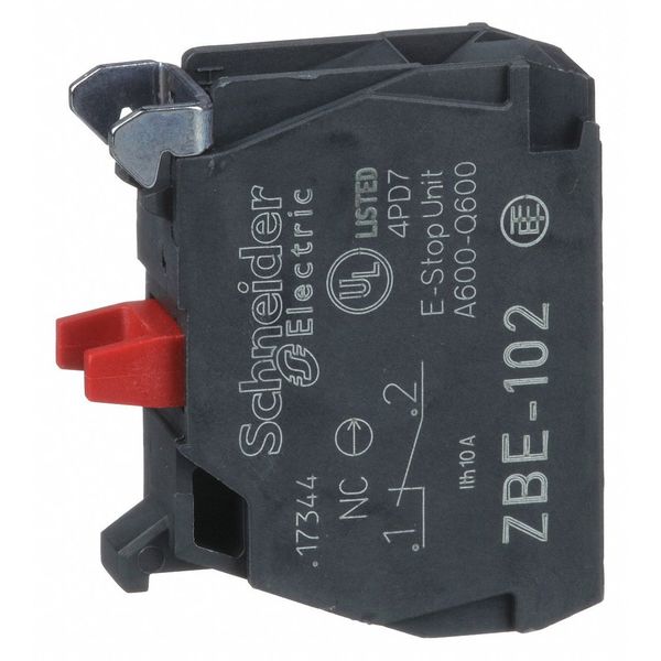 Contact Block, Momentary, 1NC, 22 mm, 10A @ 600V AC, Screw/Clamp Terminal, A600/Q600, Black/Red