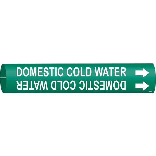 Pipe Marker, Domestic Cold Water, 4to6 In