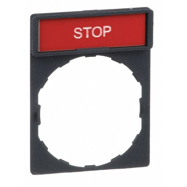 Legend Plate, Stop, White/Black and Red