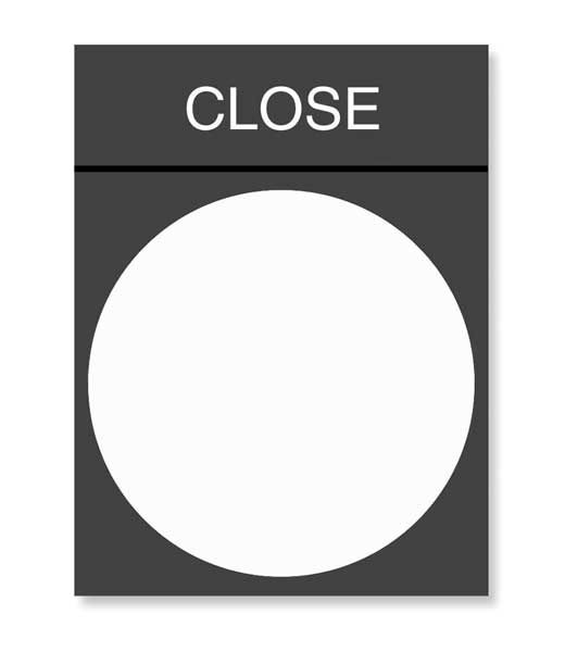 Legend Plate, Close, White/Black and Red