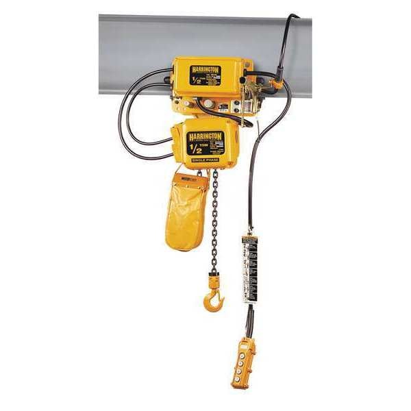 Electric Chain Hoist, 6,000 lb, 10 ft, Hook Mounted - No Trolley, Yellow