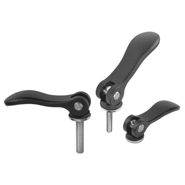 Cam Lever Adjustable S2 M10X40, A=96, B=33, 3, Aluminum Black Powder-Coated, Comp: Stainless Steel