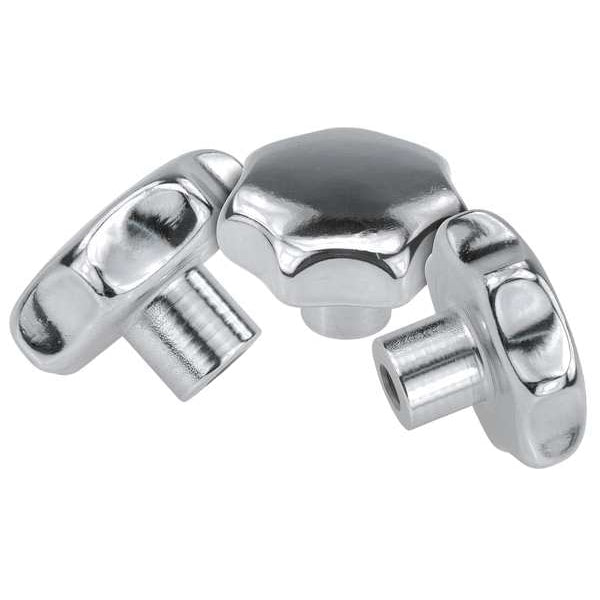 Star Grip, Form: C, Blind Hole, DIN 6336, D1= 40, H=26, D=8, Stainless Steel Polished