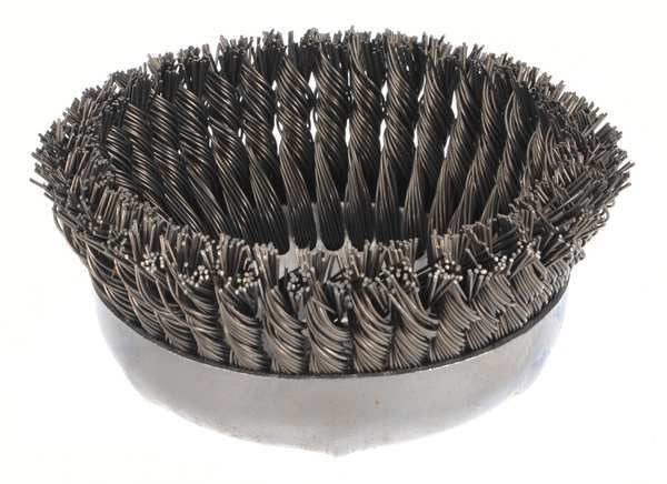 Knot Wire Cup Wire Brush, Threaded Arbor, 6