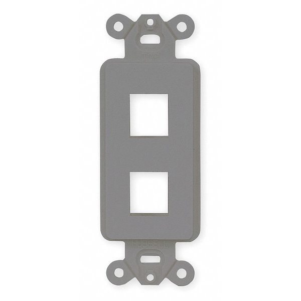 Outlet Frame, 2 Port, Flush Mount, Gray