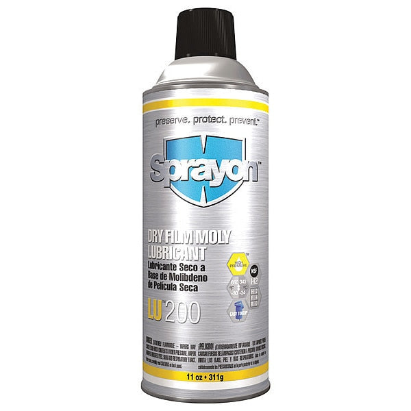 General Purpose Dry Lubricant, Dry Film Moly, H2 No Food Contact, 16 oz Aerosol Can, Black