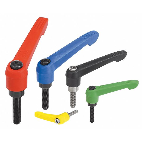 Adjustable Handle Size: 4, M10X90, Plastic, Yellow RAL 1021, Comp: Steel