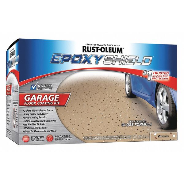 120 fl oz Garage Floor Kit, Gloss Finish, Tan, Water Base