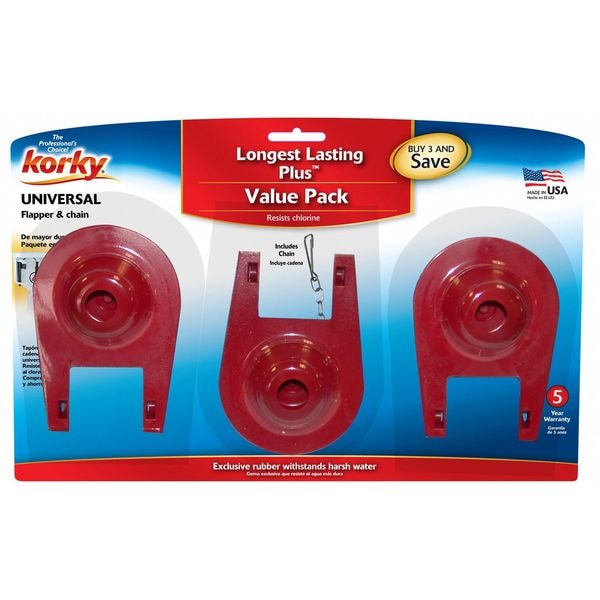Toilet Flapper, Rubber, Red, PK3