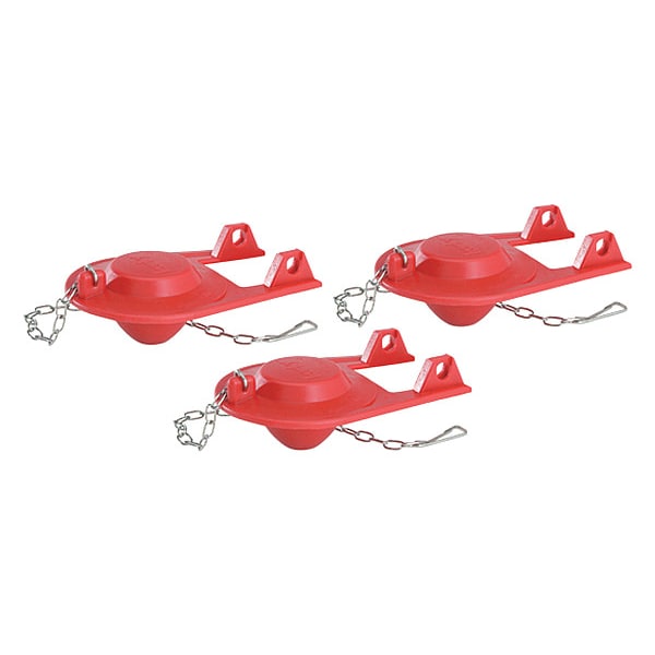 Toilet Flapper, Rubber, Red, PK3