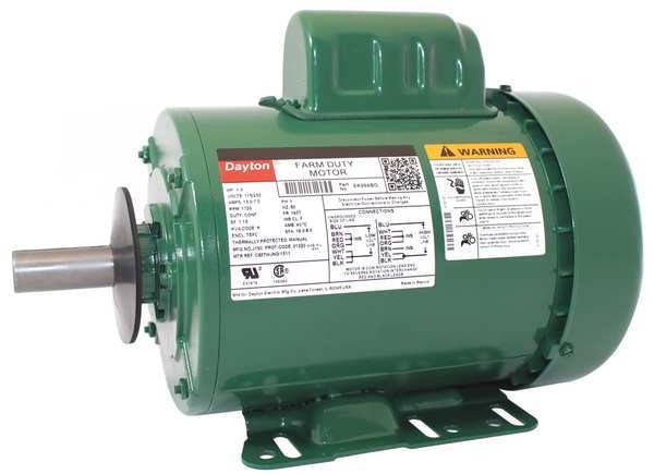 Extra High Torque Farm Duty Motor, Capacitor-Start, 1 HP, 115/230V AC, 1,725 Nameplate RPM