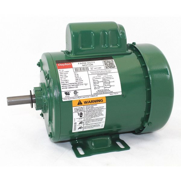 High Torque Farm Duty Motor, Capacitor-Start, 1/2 HP, 115/230V AC, 1,725 Nameplate RPM, 56 Frame