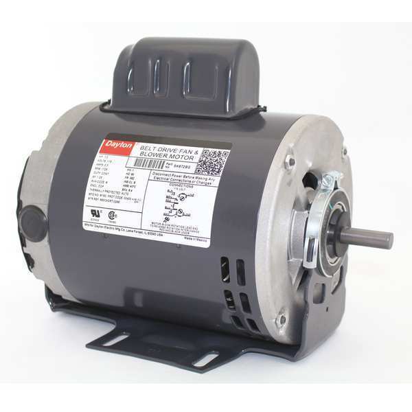 Split-Phase Start/Capacitor-Run Belt Drive Motor, 1/2 HP, 56Z Frame, 115V AC Voltage