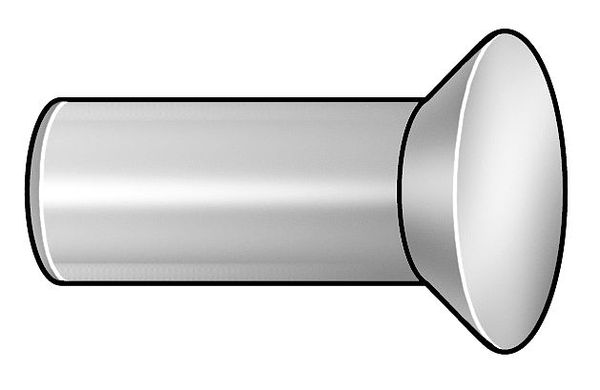 Solid Rivet, Countersunk Head, 0.1875 in Dia., 0.625 in L, Brass Body, 165 PK