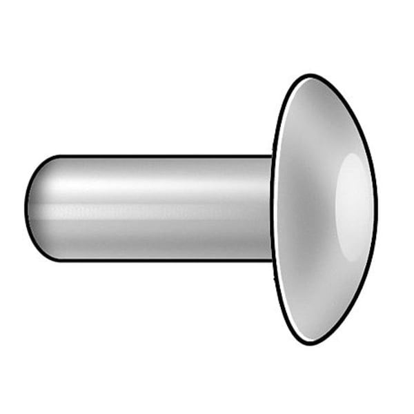 Solid Rivet, Brazier Head, 0.125 in Dia., 0.375 in L, Aluminum Body, 250 PK