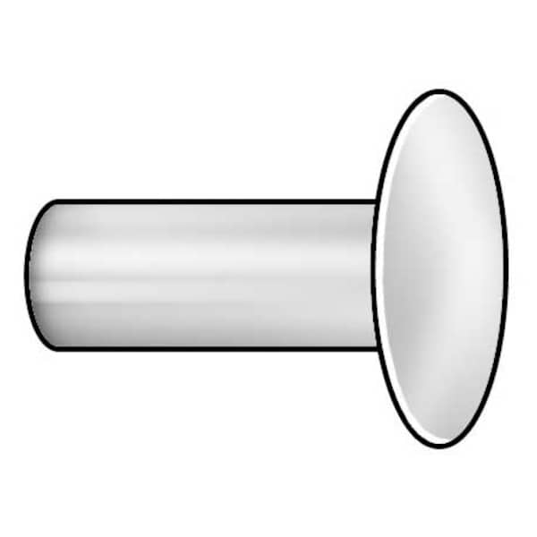 Solid Rivet, Round Head, 0.25 in Dia., 1.5 in L, Steel Body, 40 PK