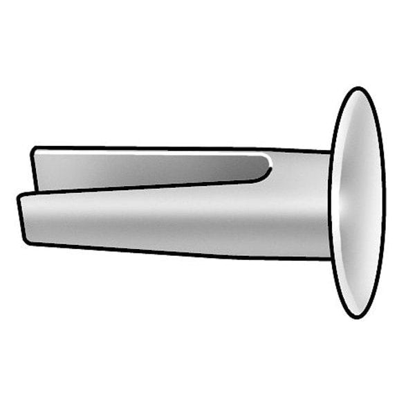 Split Rivet, Truss Head, 9/64 in Dia., 5/8 in L, Steel Body, 100 PK